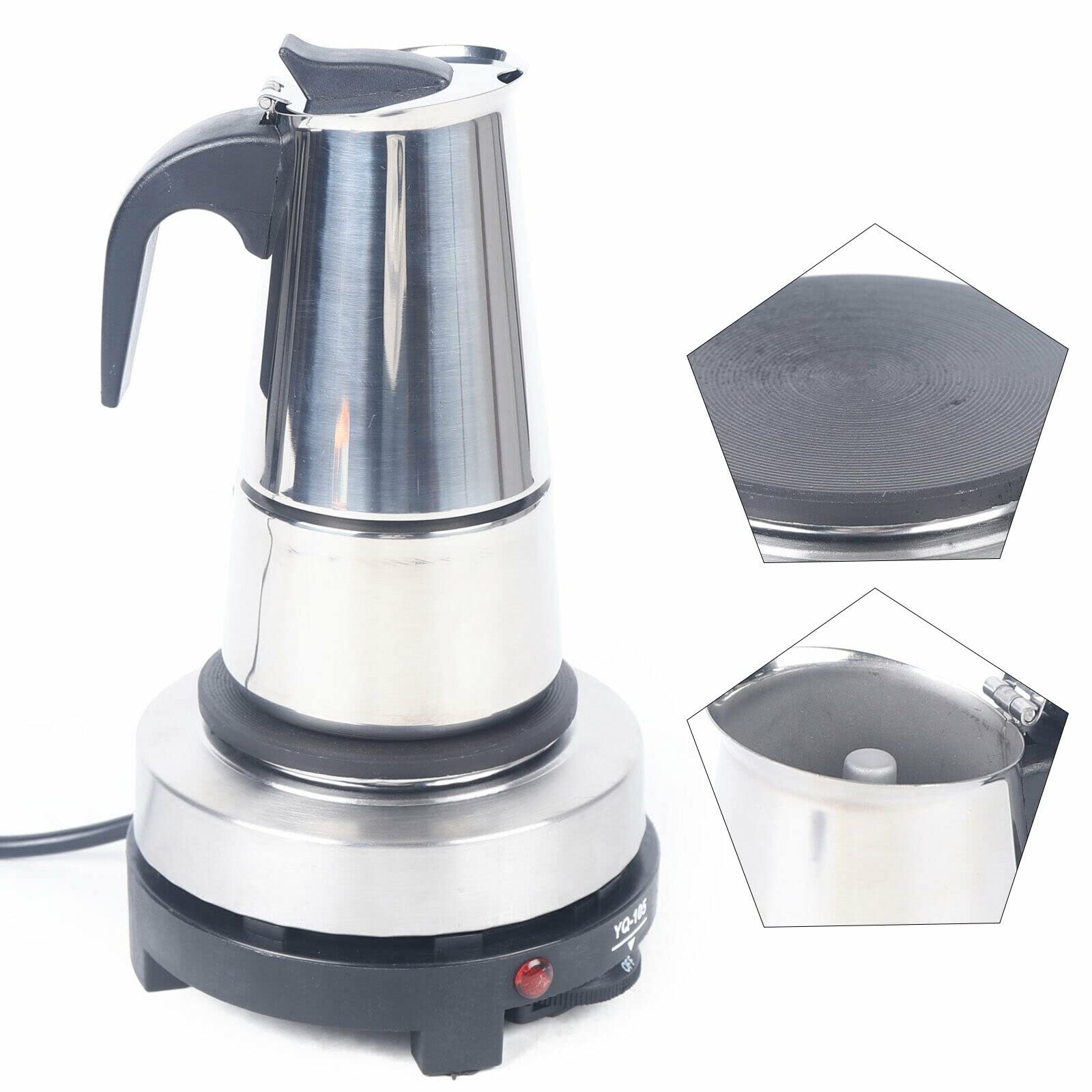 Caffettiera elettrica in acciaio inox, 200 ml, per caffè turco, con fornello elettrico, 4 tazze