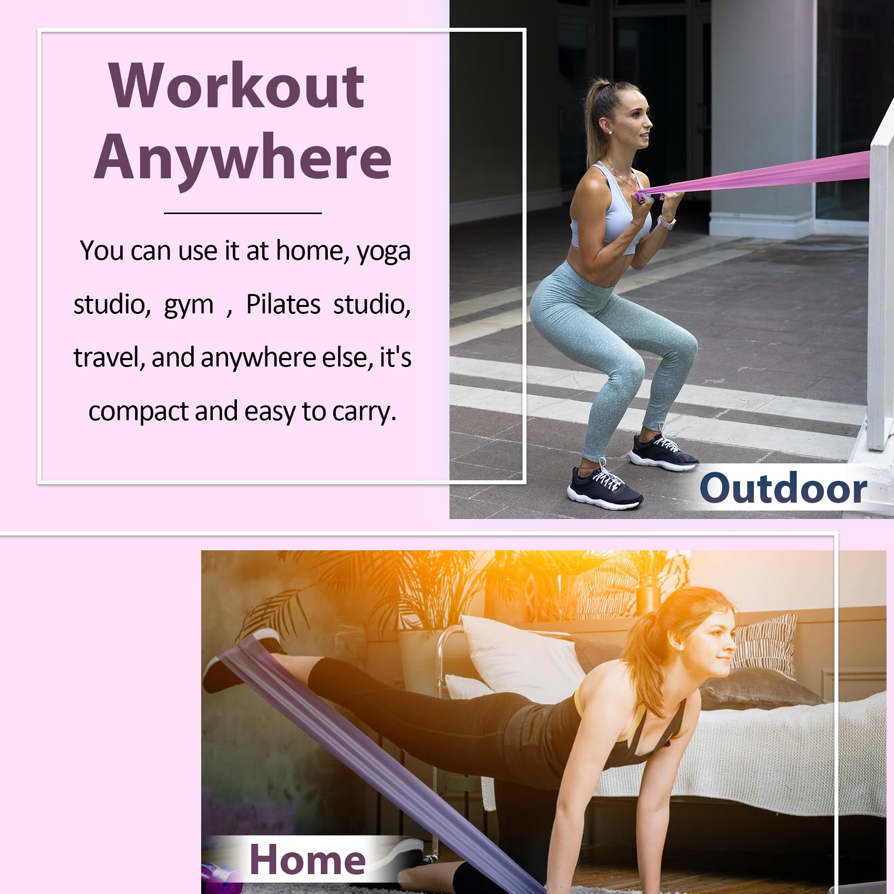 Fasce di resistenza per allenamento, fisioterapia, set di fasce elastiche ed esercizi per stretching, adatte per riabilitazione, yoga, pilates, palestra, esercizi a casa