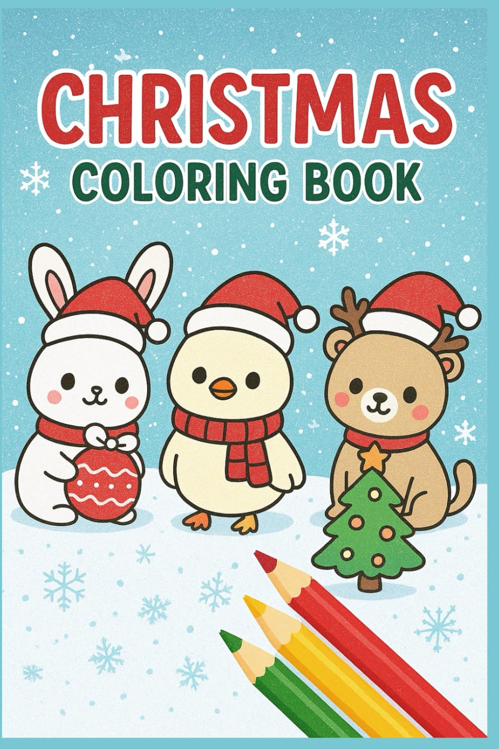 Kawaii Christmas Animals – Cute Holiday Coloring Book for Kids: 30 large, simple and clear illustrations • Perfect Christmas gift • Adorable winter animals in kawaii style