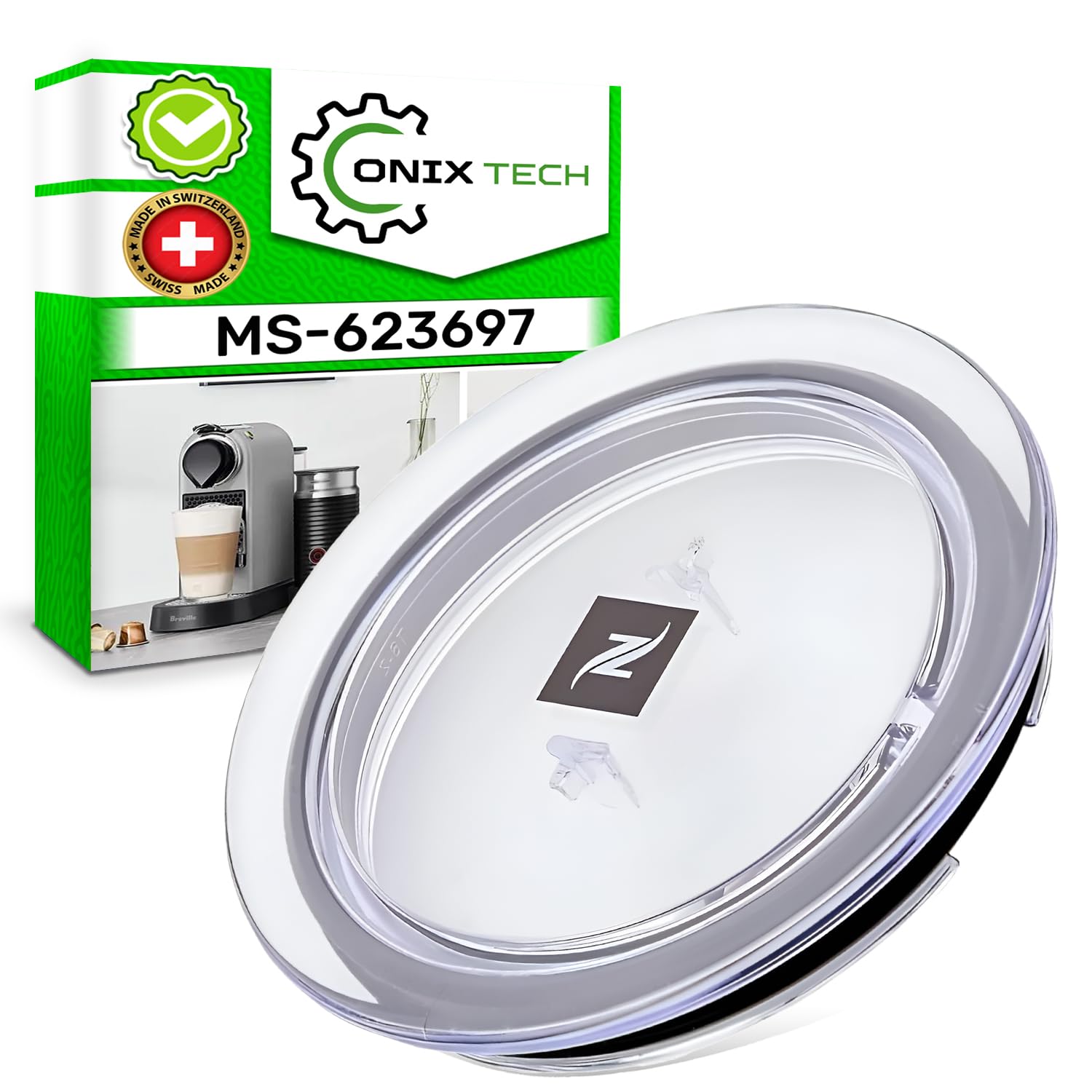 Milk Frother Lid for Coffee Pod Machine diameter 9/7,5 cm with the Original Code MS-623697 for Krups for Nespresso Citiz & Milk