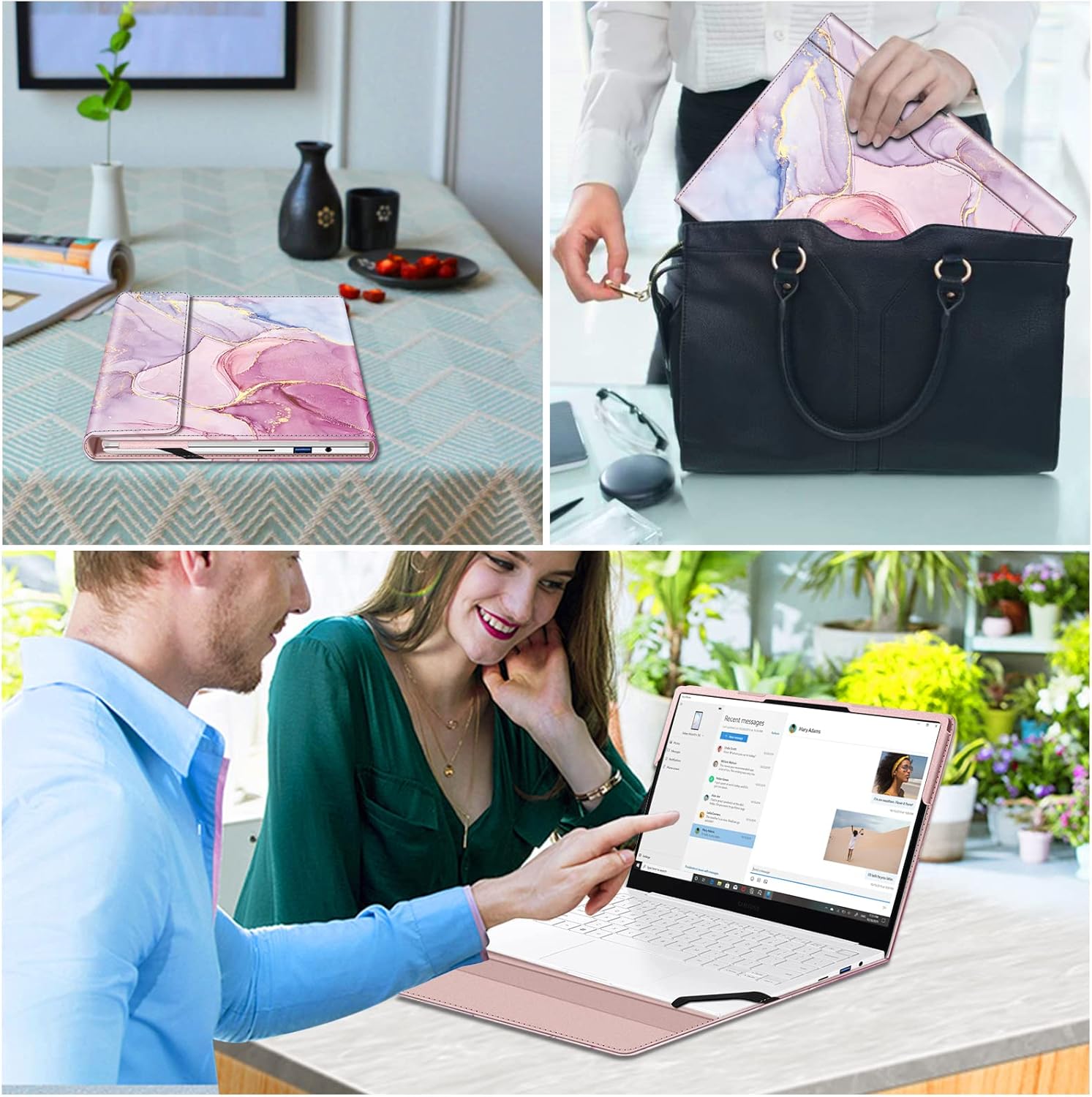 Fintie Sleeve Case Cover for 13.3" Samsung Galaxy Book3 360 NP730QFG/Galaxy Book2 Pro 13 NP930XED/Galaxy Book2 Pro 360 NP930QED/Galaxy Book2 360 NP730QED/Galaxy Chromebook 13 XE930QCA, GlitterMarble