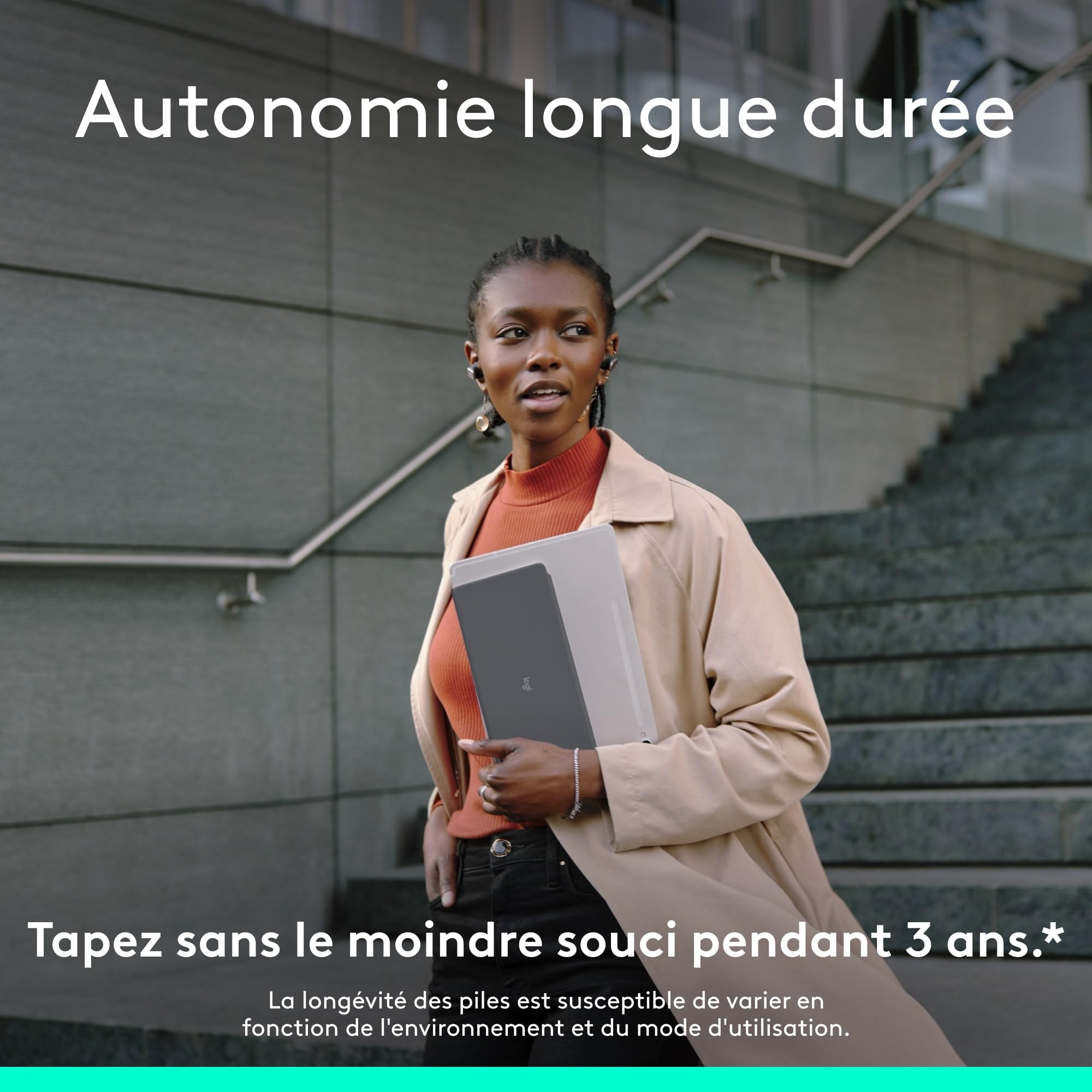 Logitech Keys-To-Go 2, clavier Bluetooth portable pour tablette avec coque intégrée, clavier sans fil compact ultra-mince pour Windows, Android, Linux, iPad, iPhone, Mac, Apple TV, AZERTY FR -Graphite