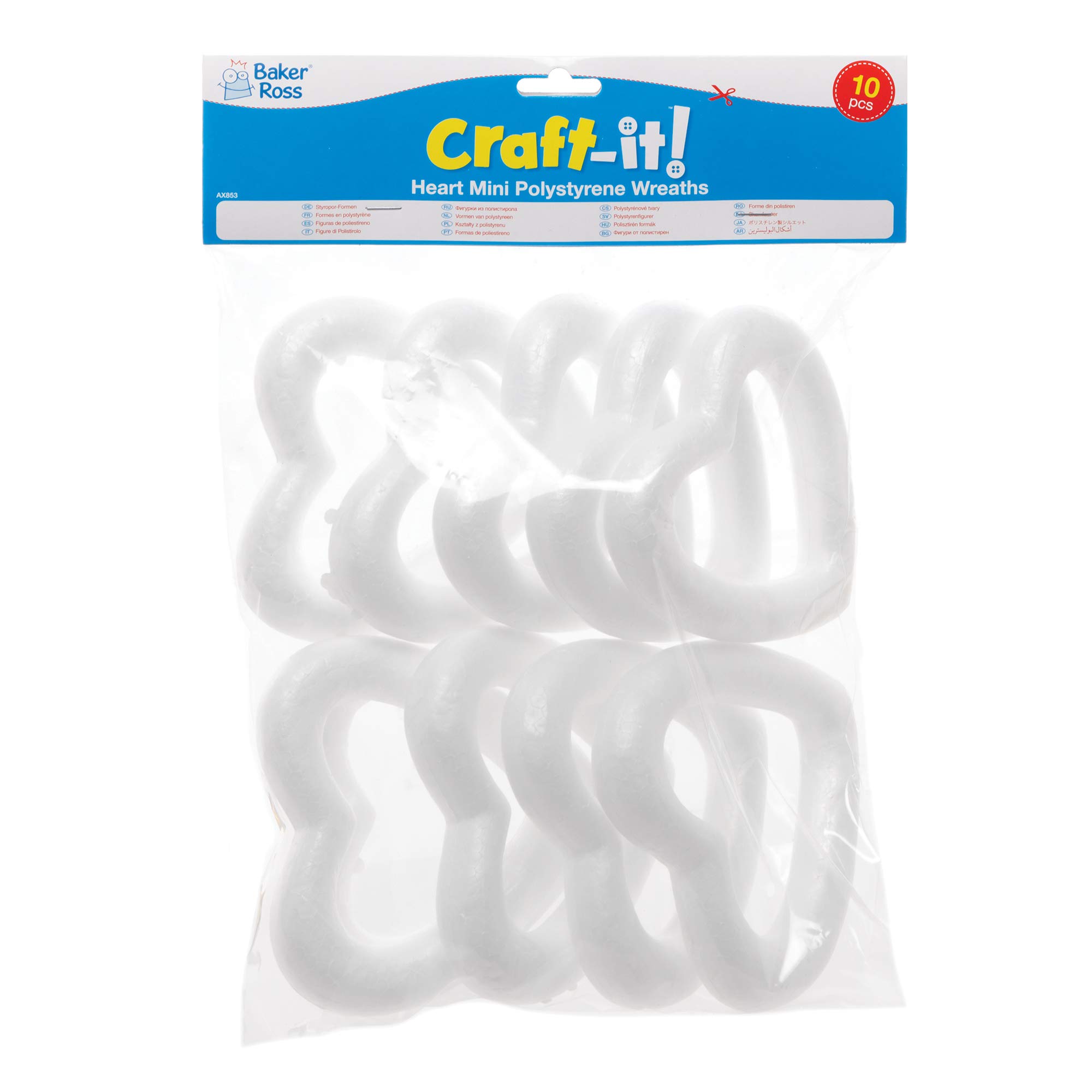 Baker Ross AX853 Heart Shaped Polystyrene Rings - Pack Of 10, Ideal For Model Building, Arts & Crafts, Valentine's Day, Gifts Or Souvenirs Baker Ross AX853 Heart Shaped Polystyrene Rings - Pack Of 10, Ideal For Model Building, Arts & Crafts, Valentine's Day, Gifts Or Souvenirs
