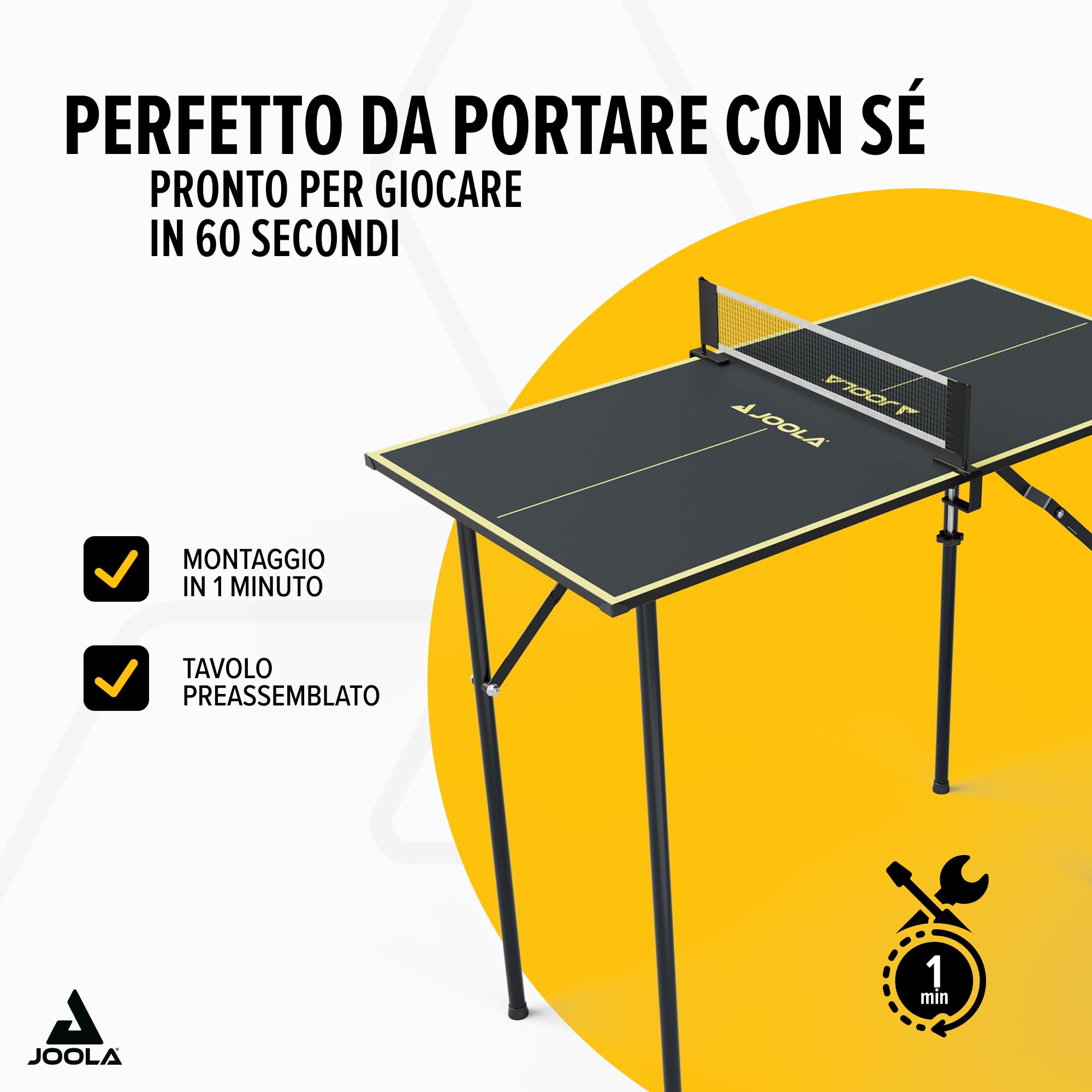 JOOLA Tavolo da ping-pong, mini tavolo da ping-pong per interni, con rete da ping pong inclusa