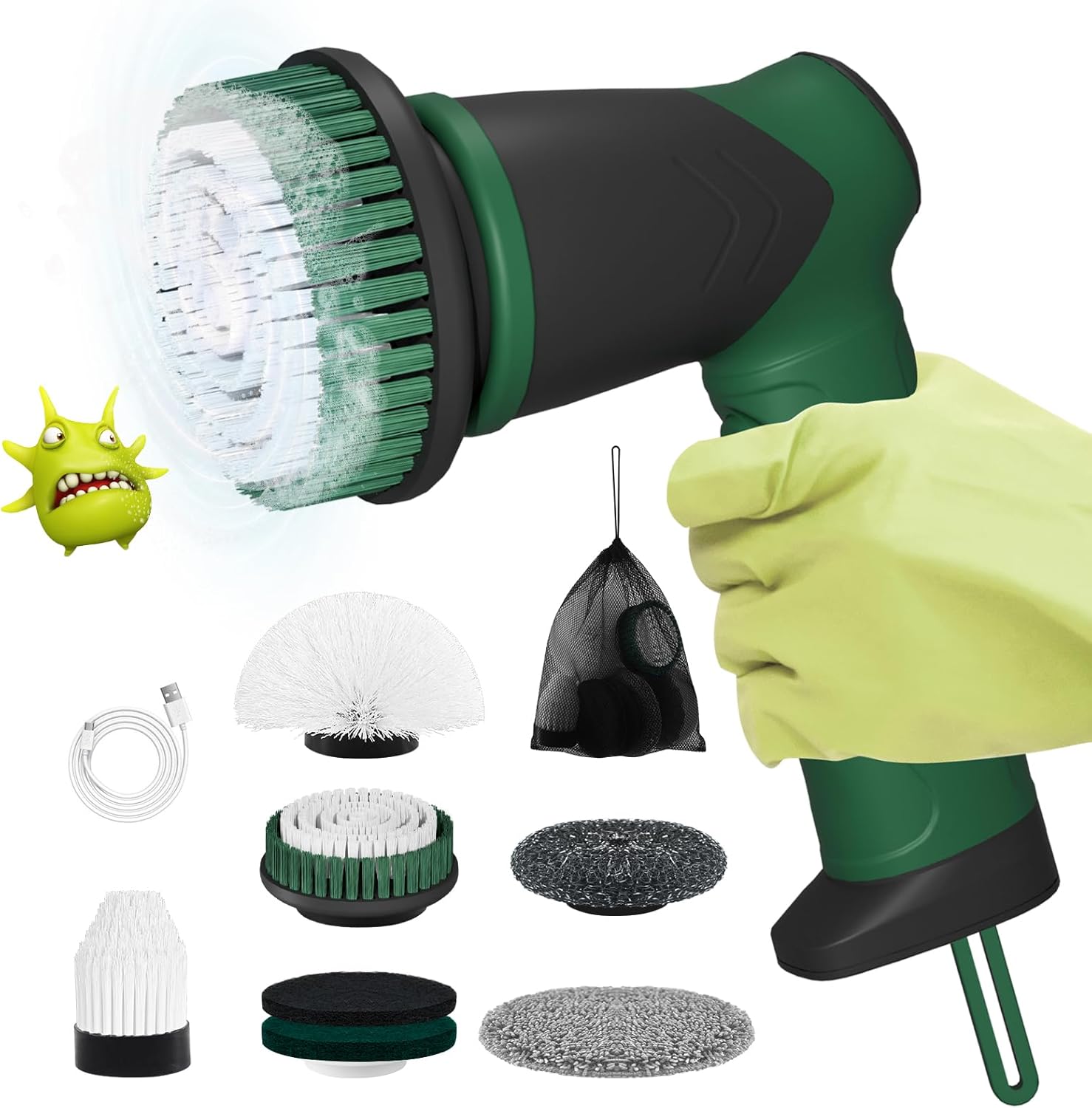 Electric Cleaning Brush, Wireless Grout Cleaner with 7 Interchangeable