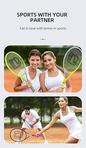 Miniatura 3 de Raquetas de tenis profesionales para hombres, mujeres y adultos, raquetas de tenis de pádel de compuesto de carbono con bolsa incluida (blanco)