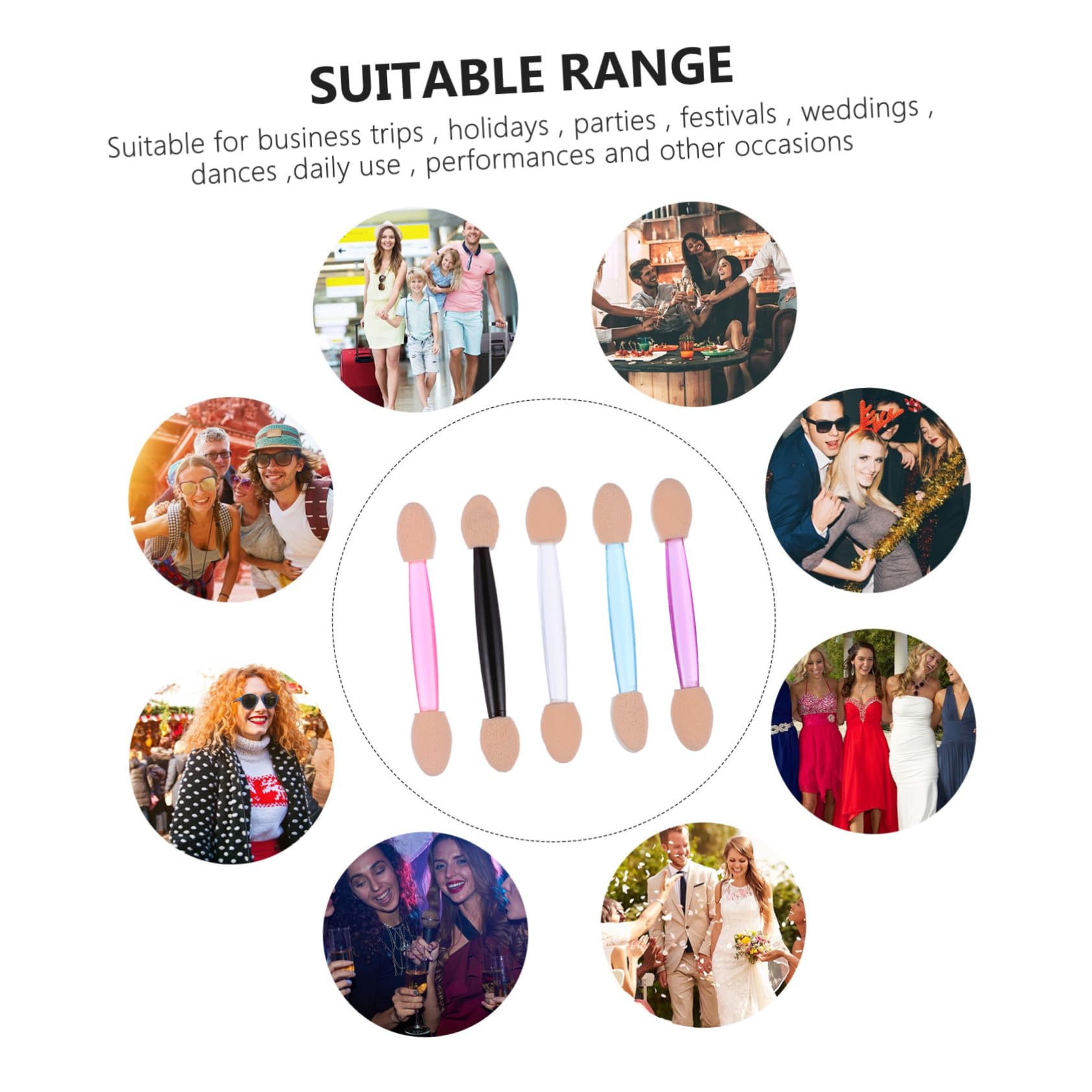 FRCOLOR 5 Boxes of 50pcs Disposable Eyeshadow Sponge Double-sided Applicators Soft Foam