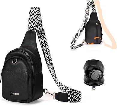 Cwatcun Stylish PU Leather Camera Sling Bag for DSLR/SLR/Mirrorless, Lightweight Crossbody Chest Pack Small Camera Case Compatible with Sony/Canon/Fuji for Daily/Travel/Street Photography