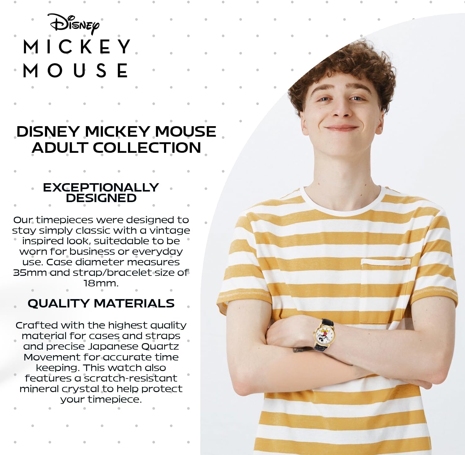 Disney Mickey Watch - Watch for Men - Mickey Mouse Watches for Men - Toys - 90s Mouse - Vintage - 's Articulating Hands - Gold Case - Black Leather Strap