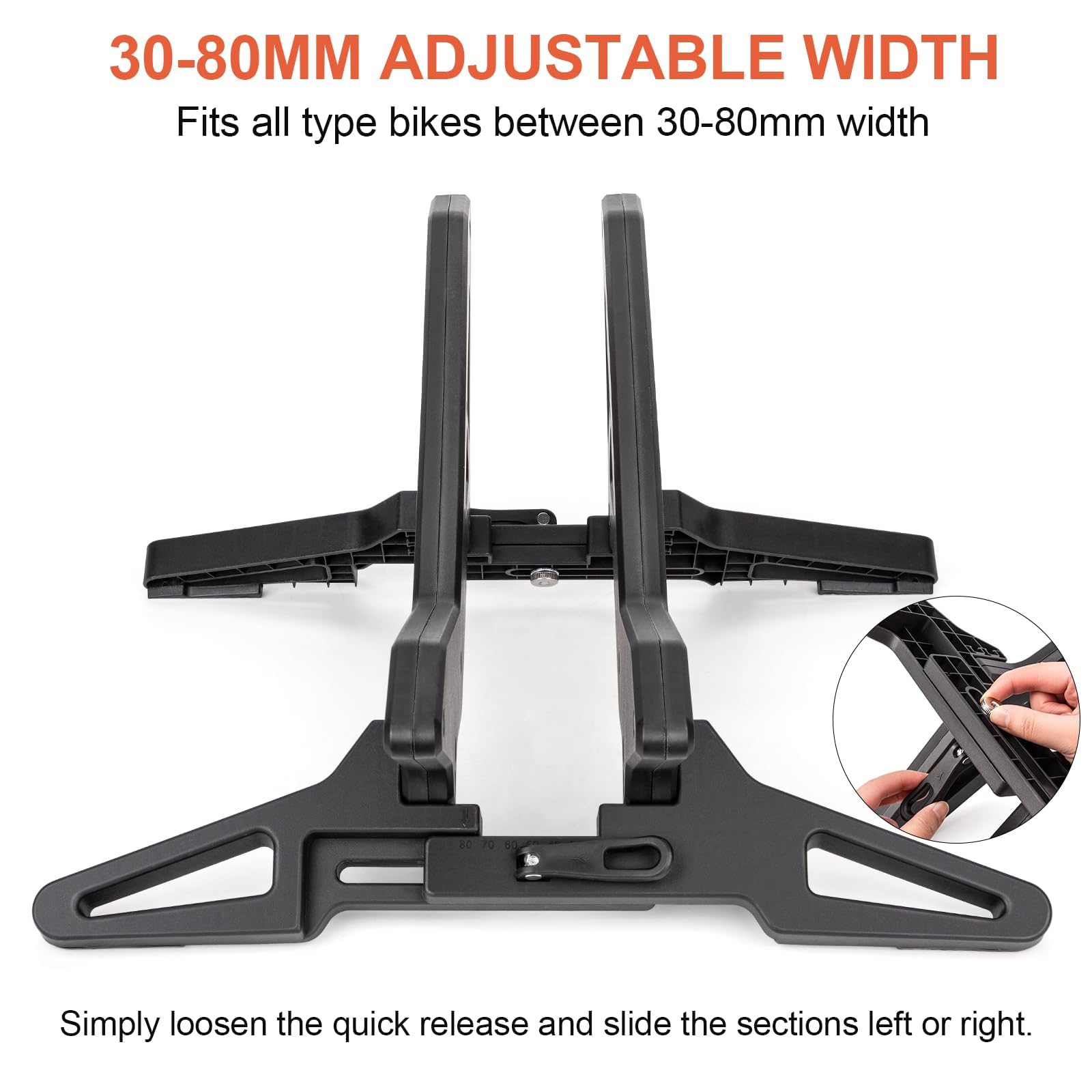 Supporto Bici Universale da Terra - Compatibile con Pneumatici 30-80 mm, ABS con Piedini in Gomma (Portata 20 kg)