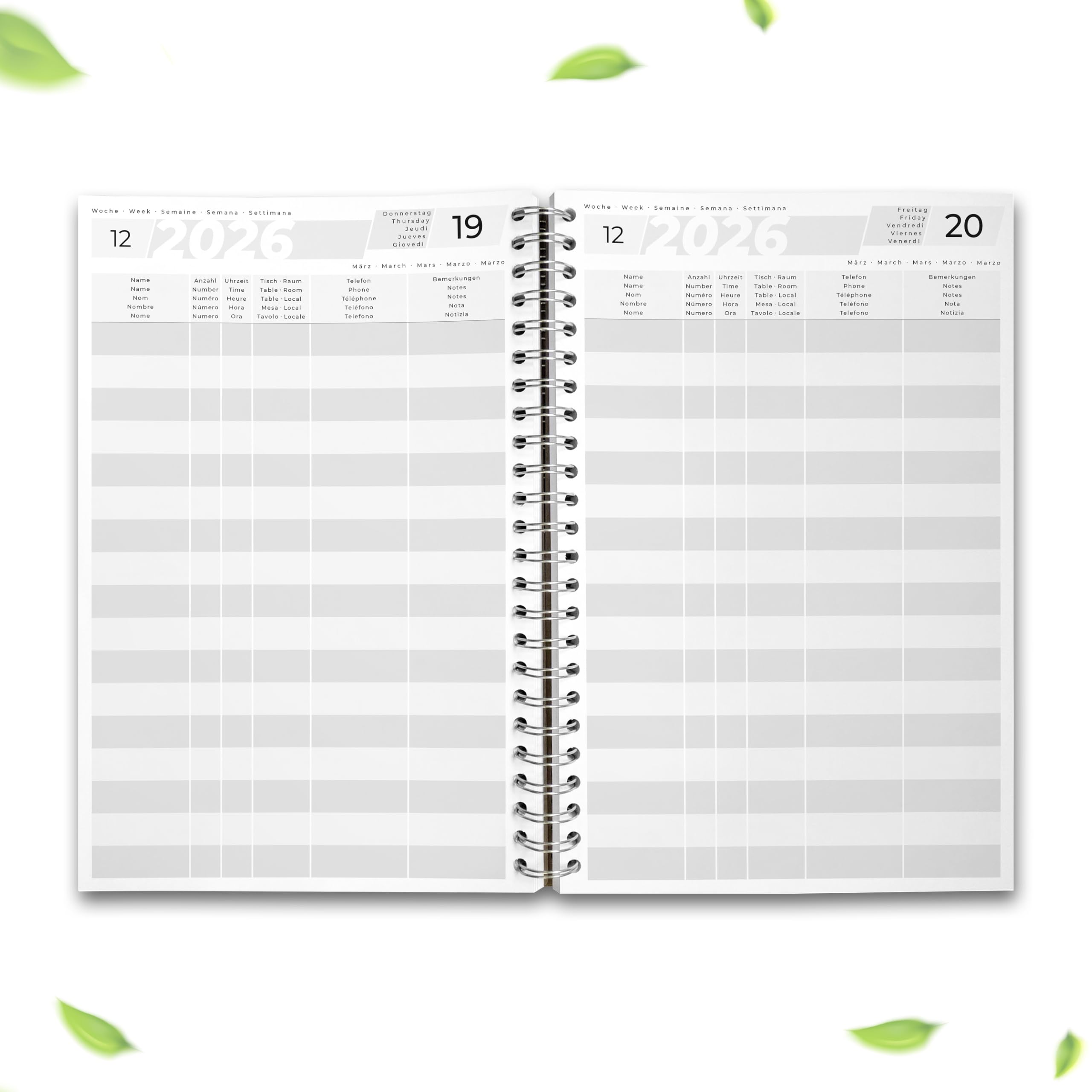 Livre de réservation 2026, format A4, pour restaurants, pensions et appartements, planification des chambres et calendrier des réservations