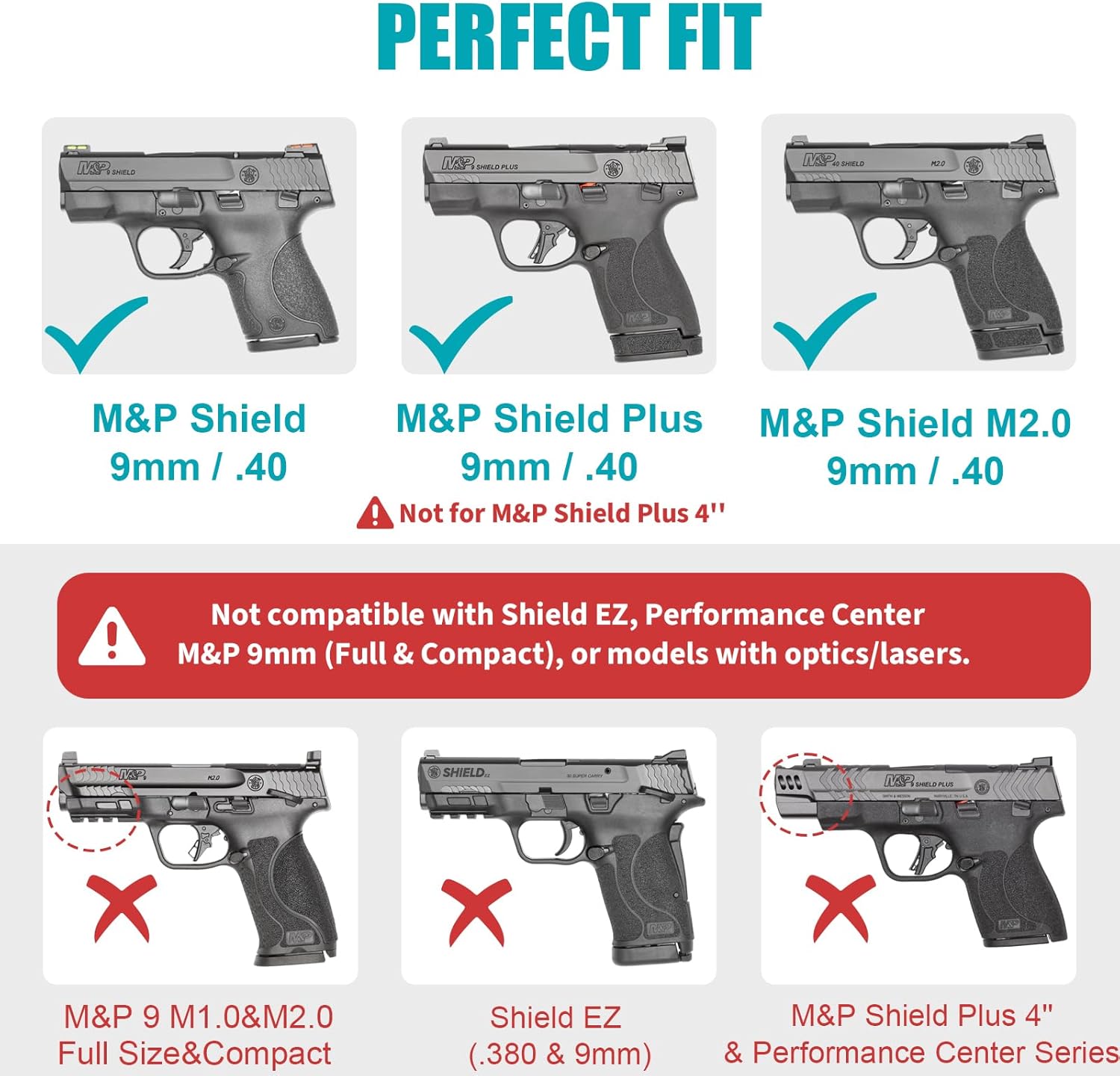 M&P Shield 9mm Holster, OWB Holster for Smith & Wesson M&P 9mm/.40 Shield (M2.0)/9mm Shield Plus, M&P 40 Shield 3.1" Barrel Paddle Holster, 360 Degrees Adjustable, Index Finger Release, Right Hand