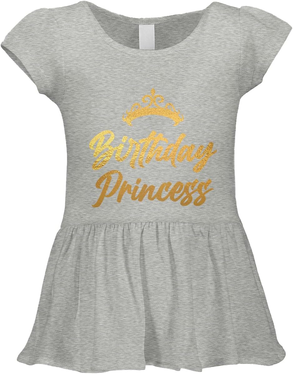 Tcombo Birthday Princess - Gold Foil Tiara Infant/Toddler Baby Rib Dress