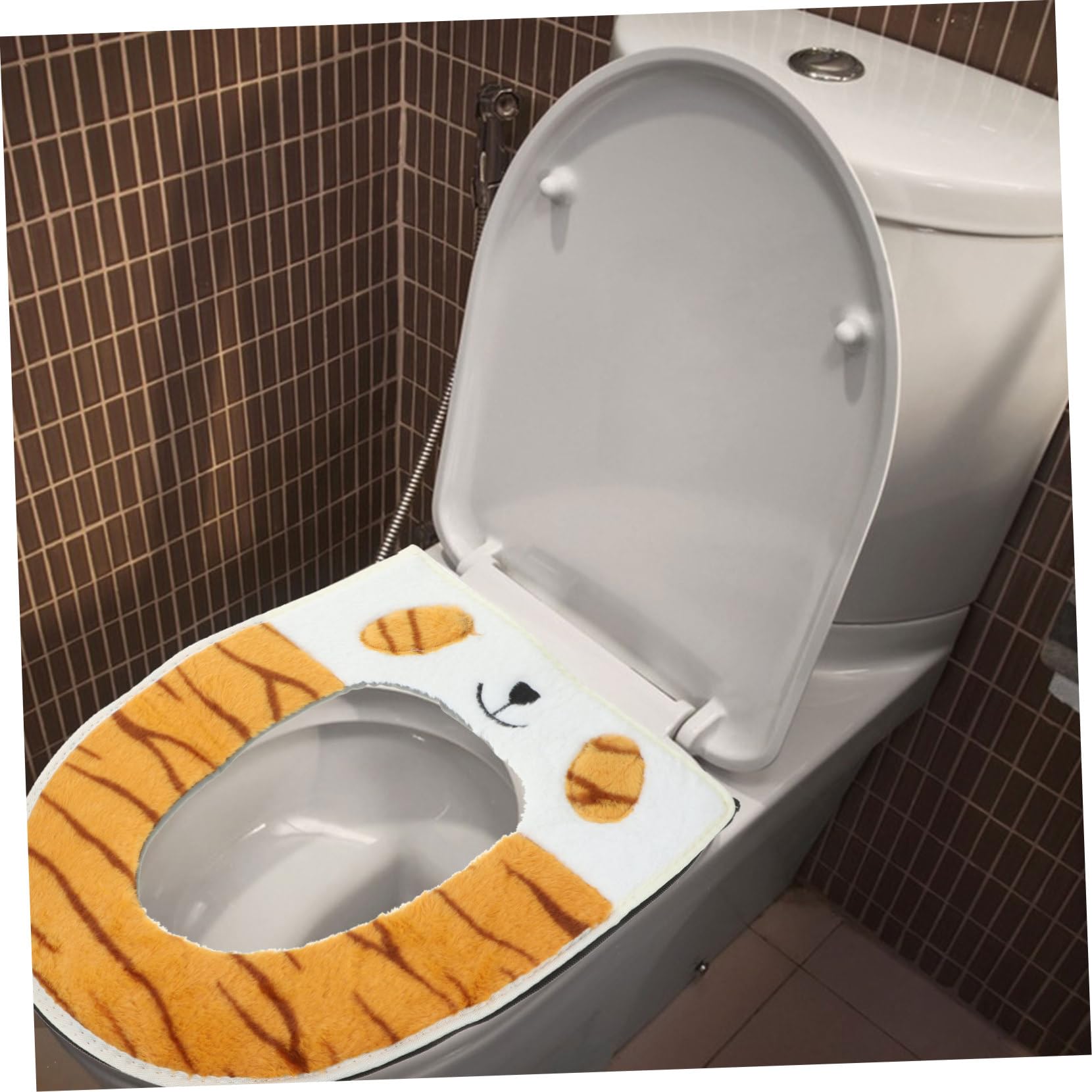 SOLUSTRE Thermal Toilet Seat Cover Cotton Velvet Seat Pad Soft Easy to Clean for Your Bathroom