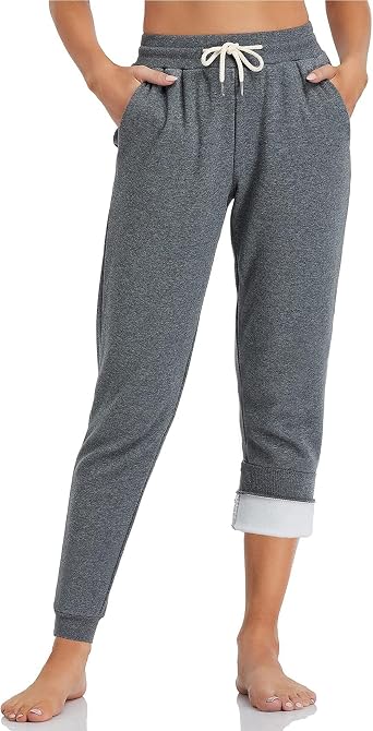 Inno Women's Baby Polar Fleece Lined Joggers Thermal Sweatpants Petite Tall | 28" 31" 34" 36" Inseam Length, Ultra-Soft Fleece, Elastic Waistband with Drawstring, Tummy Control, Athletic&Lounge