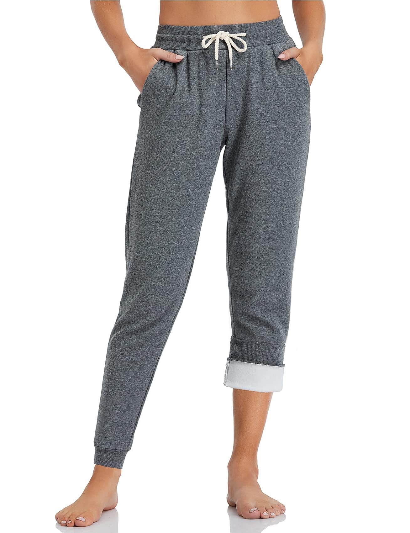 Inno 28" 31" 34" 36" Women's Baby Polar Fleece Lined Jogger Pants Warm Sweatpants Thermal Athletic Lounge
