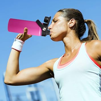 Spout Lid for Hydro Flask Wide Mouth Water Bottle - Fits 12, 16, 18, 20, 32, 40 oz - Chug Lid With Flexible Handle - Replacement for HydroFlask