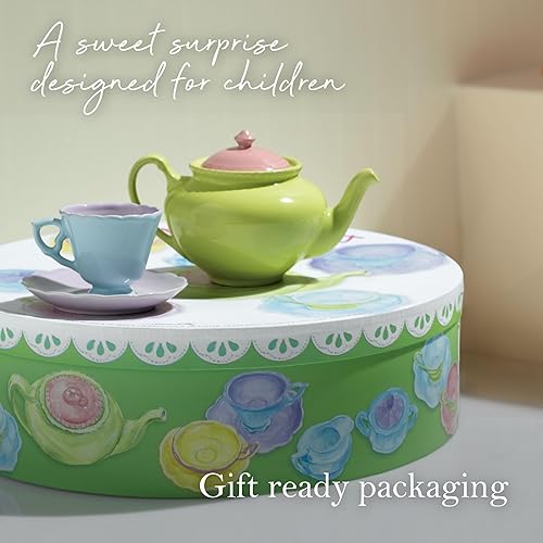 Miniatura 5 de Rosanna Juego de té de porcelana para niños, 11 onzas líquidas, juego de fiesta de té en miniatura para niñas, servicio para 4, divertido y