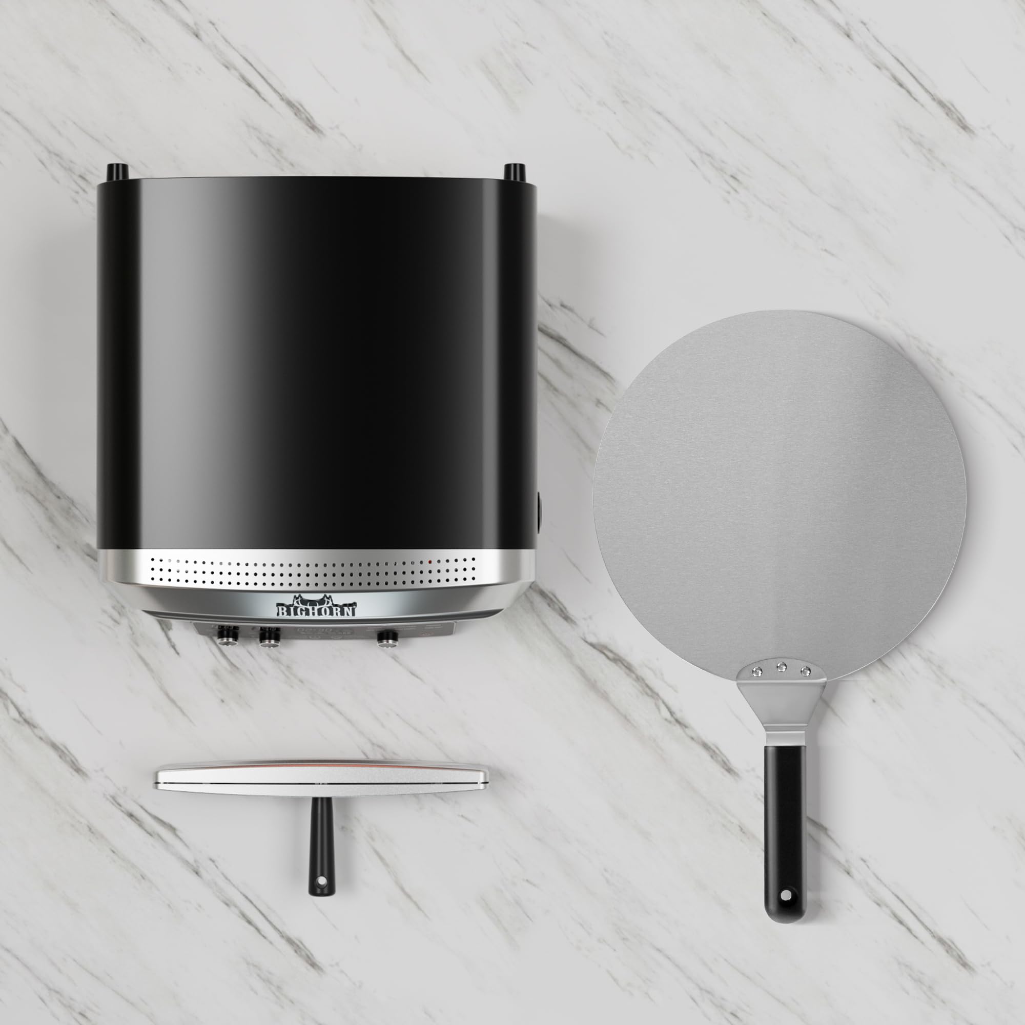 BIG HORN OUTDOORS Pizzaofen für den Innenbereich, 35 cm Elektro-Tischpizzaofen mit 6 voreingestellten Modi, perfekte Pizza-Backmaschine für zu Hause, Pizzaofen mit Pizzastein und Pizzaschaufel
