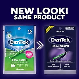 DenTek Easy Brush Plaque Control Interdental Cleaners, Tight, 16 Count, 3 Pack
