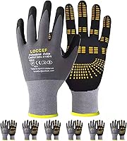 LOCCEF MicroFoam Nitrile Coated Safety Work Gloves - 6 Pairs, Tacky Dot Grip, Breathable Seamless Nylon for Superior Dexterity