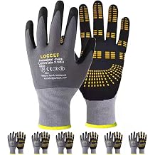 LOCCEF Safety Work Gloves MicroFoam Nitrile Coated-6 Pairs,Endurance Seamless Knit Nylon,Dots on palm,Tacky Dot Grip Gloves