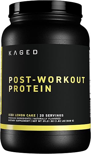 Kaged Proteína en polvo post entrenamiento, pastel de limón helado, proteína de suero, creatina, glutamina y betaína | bebida de recuperación |