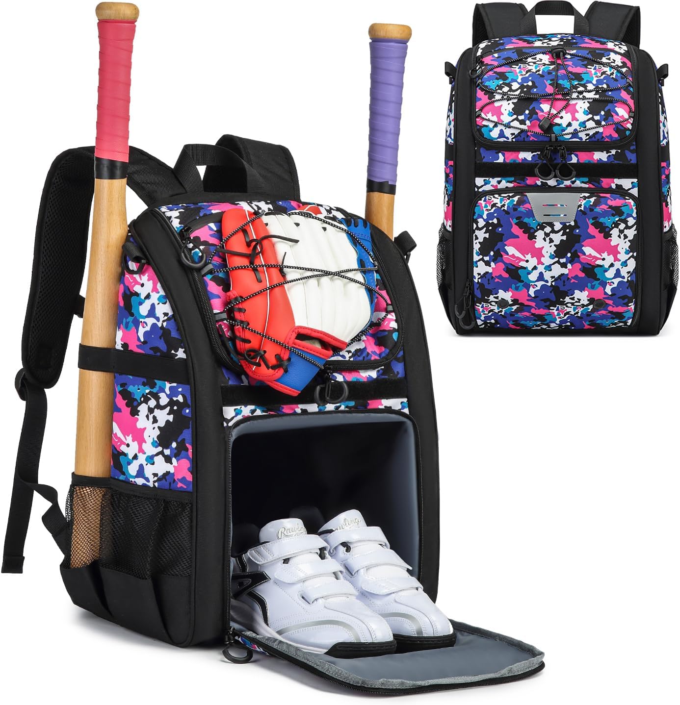 HAMBOLY Youth Baseball Bag, Softball Bag for Girls & Boys, Kids Baseball Backpack with Shoes Compartment, 2026 Upgrade Design, Pro-Grade Storage