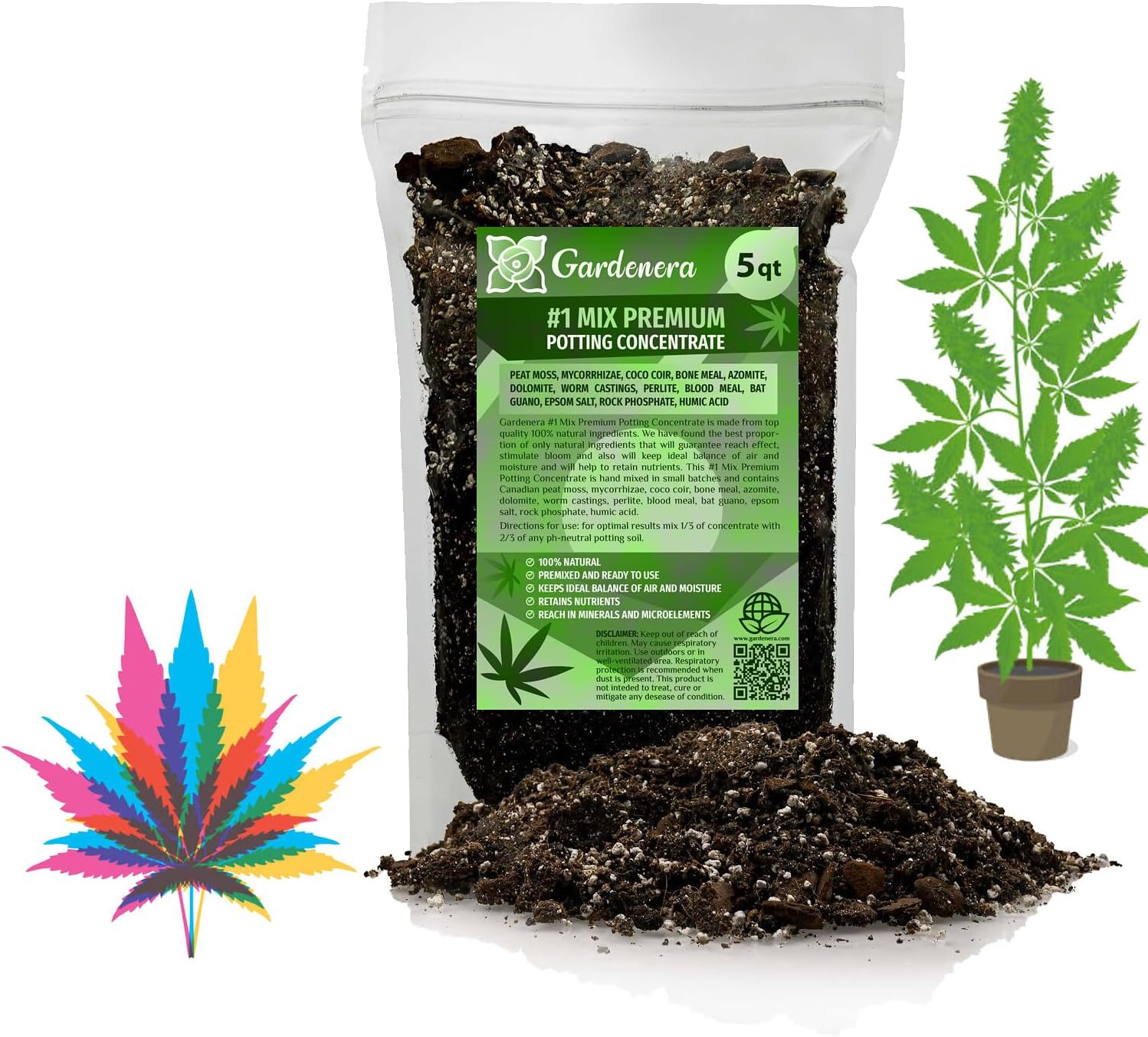 Gardenera Premium JUST-ADD-Water Potting Soil Mix - Optimal Nutrient-Rich Blend for Thriving and HIGH-Yield Herbal Plants - 5 Quart