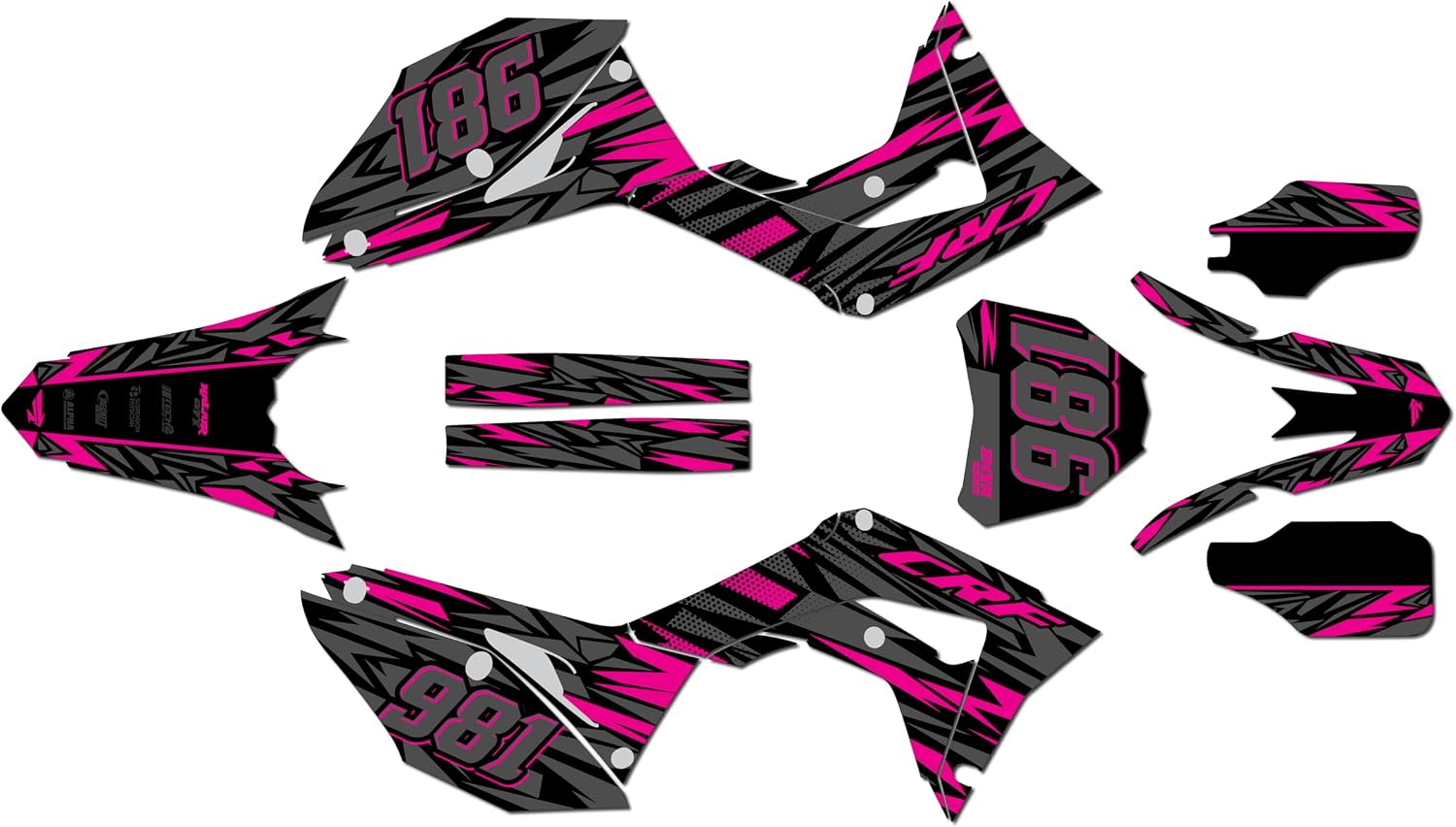 Graphics Kit for Honda CRF 250R (2018-2021) Twitch Series Red 09 Mil - Dirt bike Custom Racing Graphics Decals Stickers Kit, no-plastics