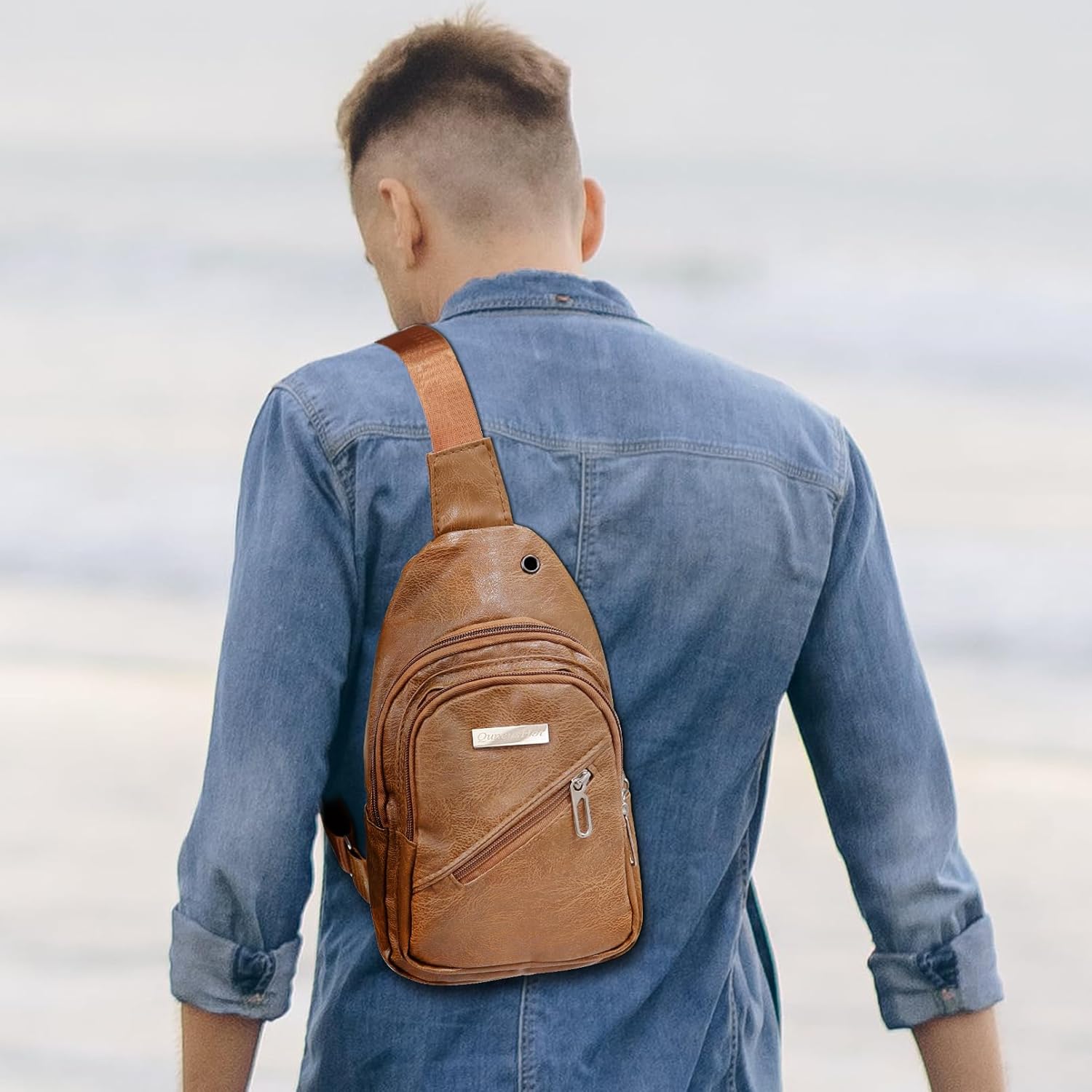 QuneusHot 2Pcs Sling Bags for Crossbody Small Leather Backpack Anti Theft Casual Chest Bag Travel Hiking for Men Women - Image 5