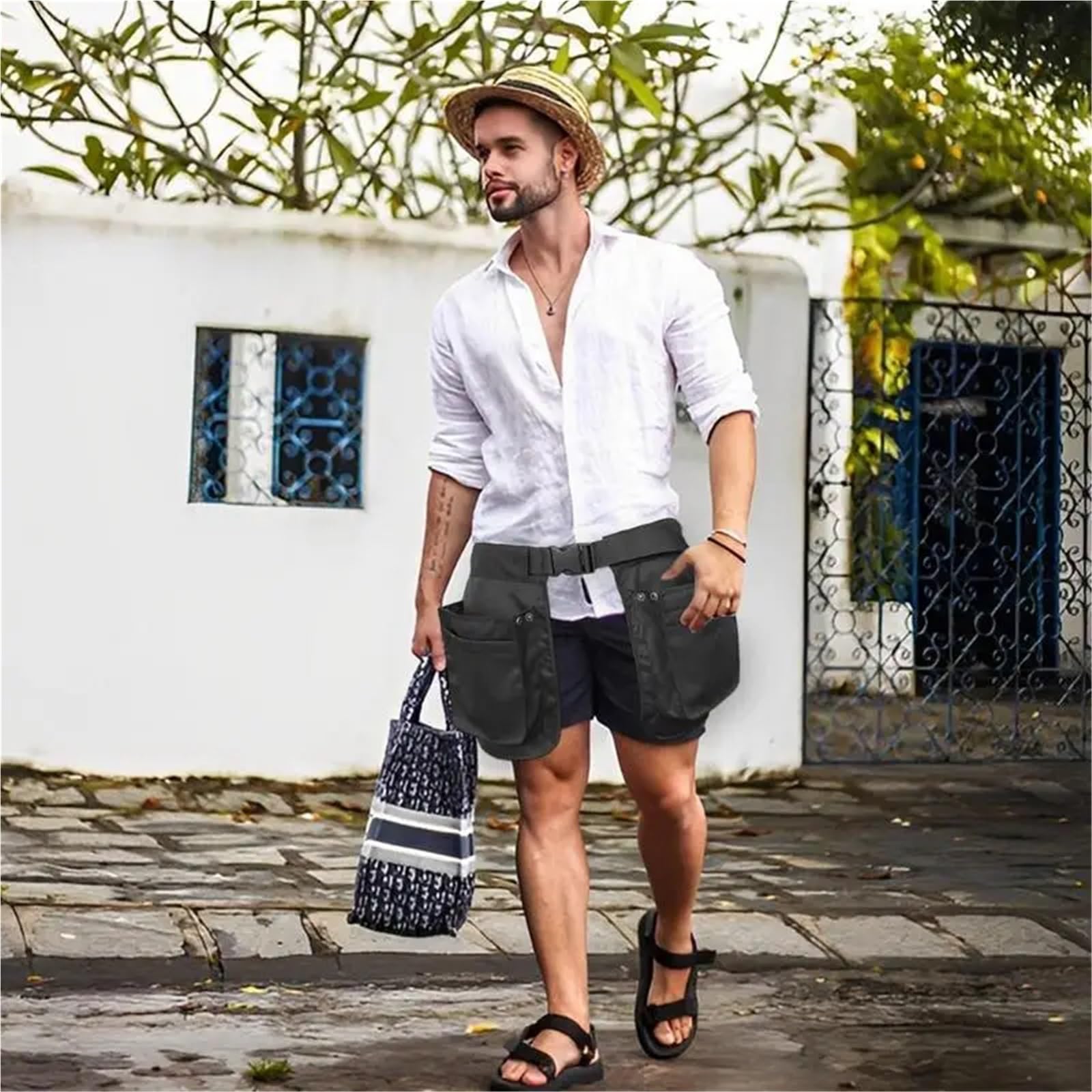 Cinturón de herramientas cintura Unisex ajustable, bolsa cinturón tela for construcción/delantal trabajo for correr, trotar y pasear perros Para Carpintero Constructor