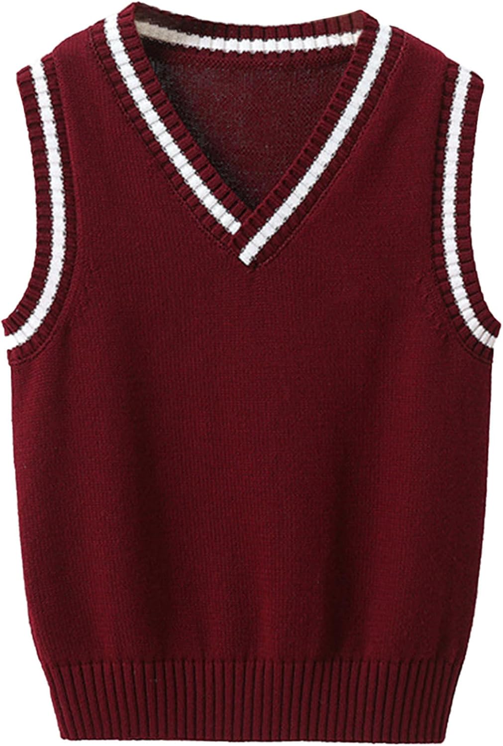 Unisex Kids V-Neck Knitted Sweater Vest Girls Uniform School Wear Casual Daily Waistcoat Warm Jacket Playwear