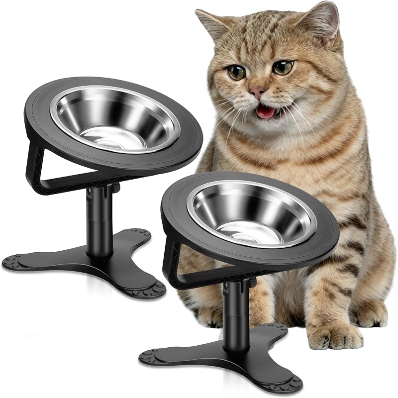 Potes Elevados para Gatos com Inclinação Ajustável de 0° a 15° Tolopu, Pacote com 2