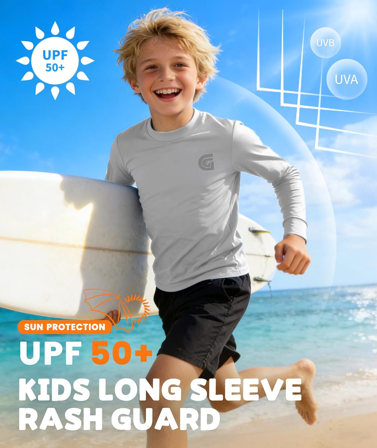 ZITY Rash Guard for Boys Swim Shirts Long Sleeve UPF 50+ Sun Protection Fishing Surfing Beach Shirts for Kids Girls - Image 3