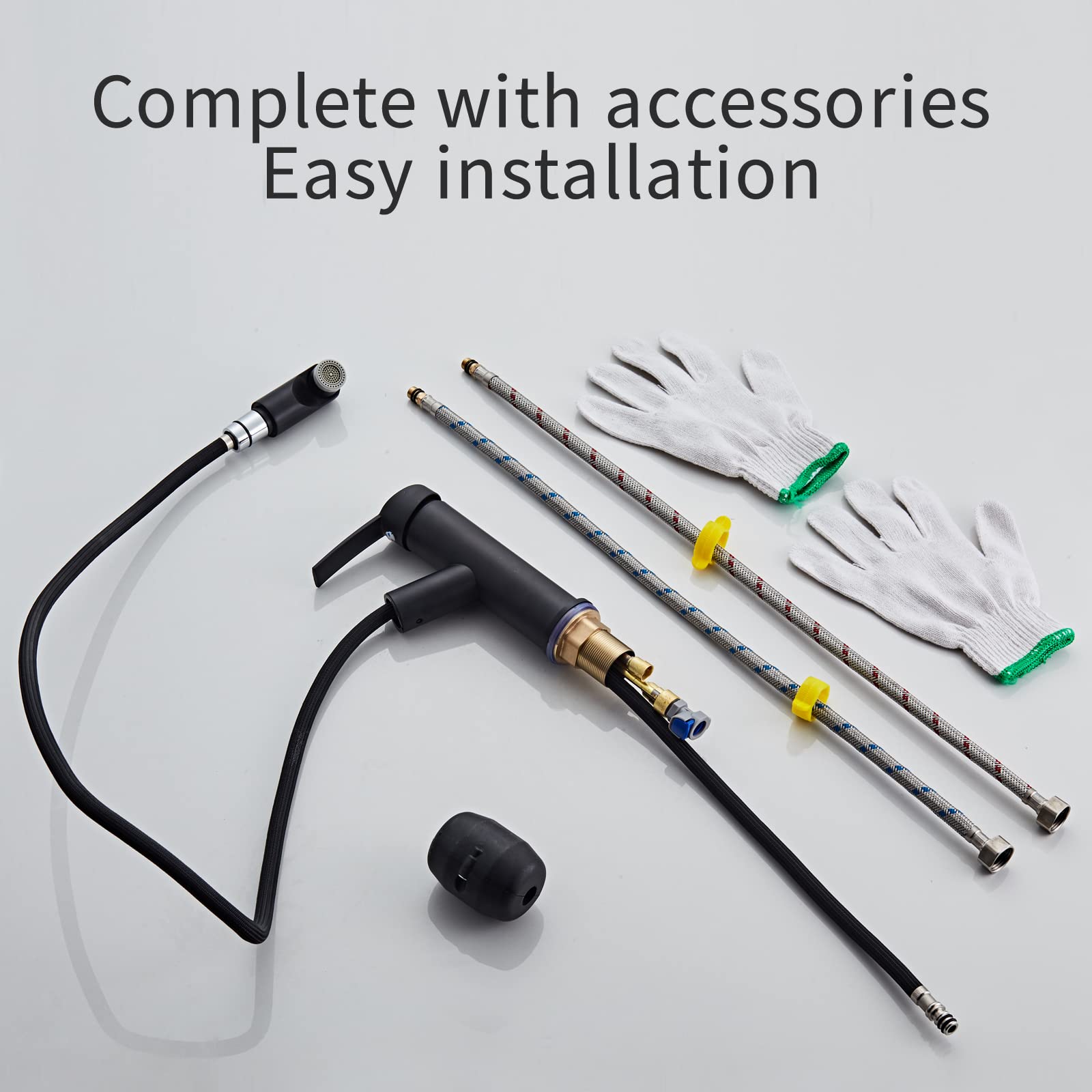 Sumeber Rubinetto Bagno Rubinetto con rubinetto del bacino retrattile con del miscelatore di tipo 2-jet adatto a del miscelatore di superficie caldo freddo (doccia nera)