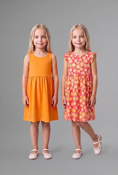 DeFacto Desenli ve Basic Kısa Kollu 2'li Elbise Kız Bebek C0071A526SM