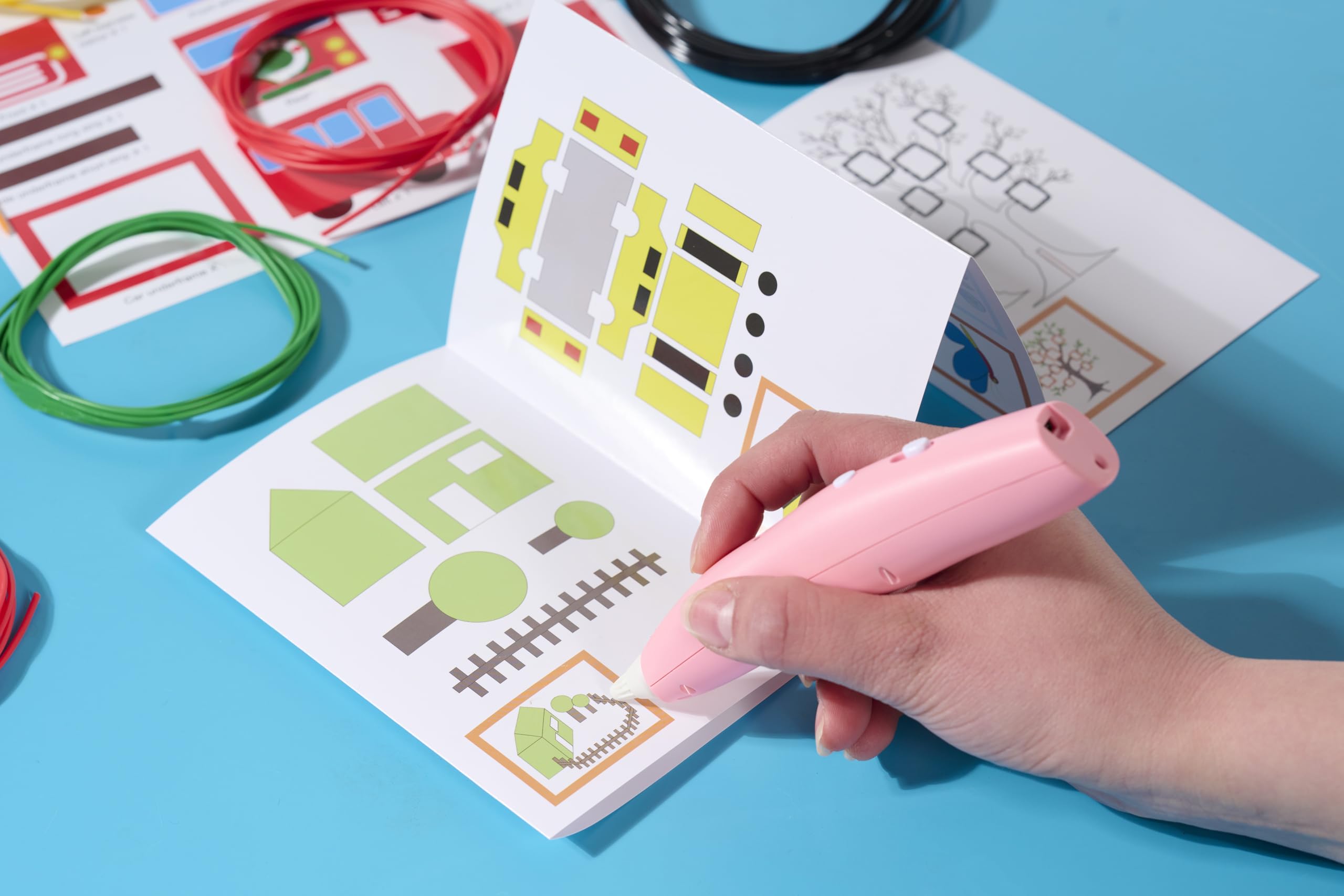 Set iniziale per stampante 3D, regalo per bambini, XXL, con filamento PLA da 140 m, 1,75 mm e accessori (rosa)