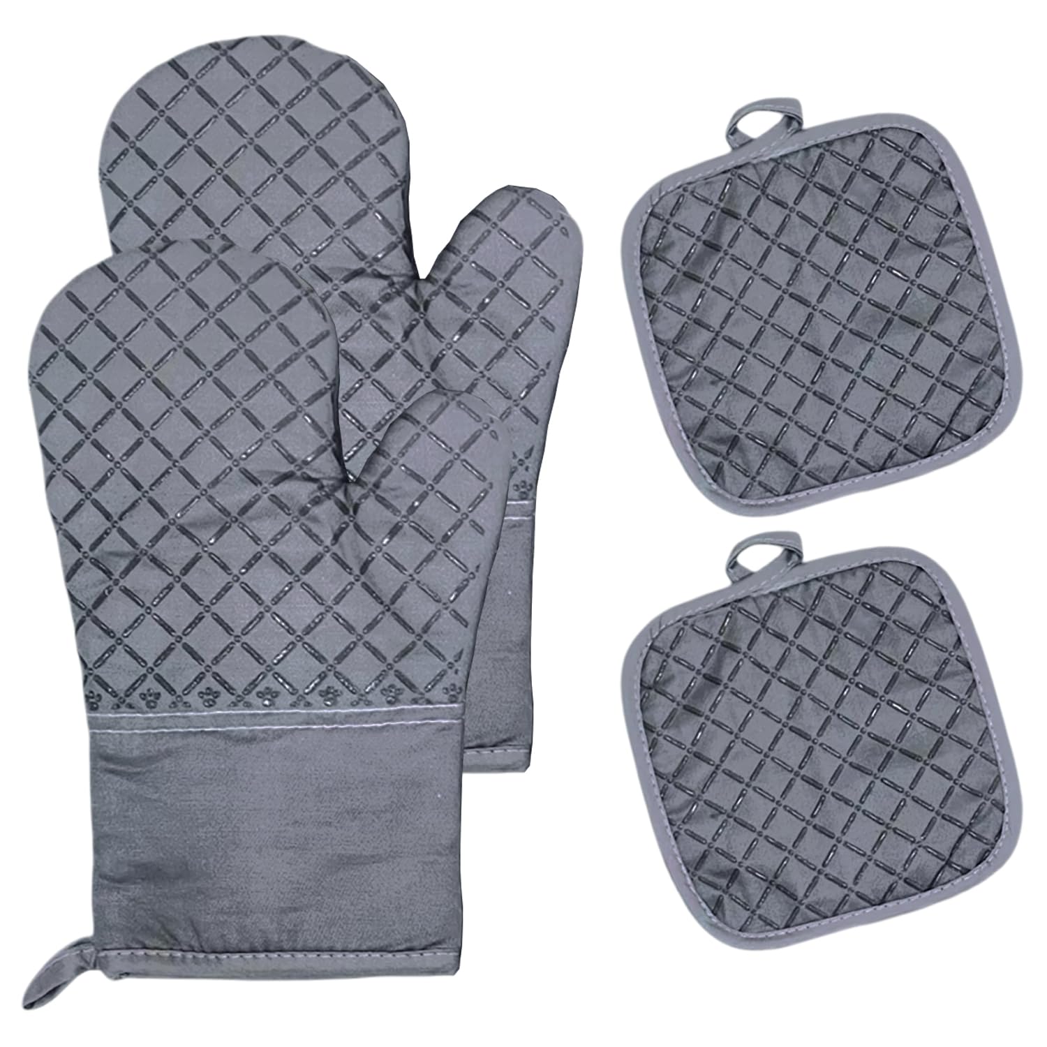 Xynovate 2 Oven Gloves, Heat Resistant Silicone Oven Gloves, Pot Holders, Non-Slip Kitchen Oven Mitts for Grilling Cooking Baking Kitchen Microwave Pizza (27cm, Gray）