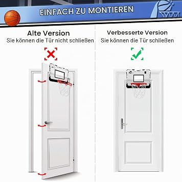 Indoor Basketball Hoop Set with 4 Balls for Children Adults Basketball Hanging on the Door for Room Office Bedroom