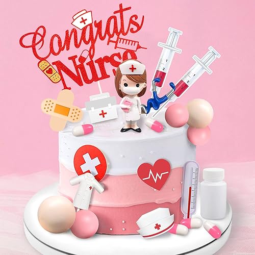 Miniatura 3 de 33 piezas de adornos para tartas de enfermería, adornos para magdalenas, medicina, estetoscopio, instrumentos médicos, decoraciones para médicos,