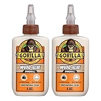 Vista 1 de Gorilla Pegamento para madera, color madera natural, botella de 4 onzas (paquete de 2) – Resistente al agua para proyectos y reparaciones