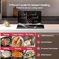 Vista 2 de 30 Inch Induction Cooktop 7400W, TECASA Built-in Induction Stovetop with 4 Boost Burner, Timer & Child Safety Lock, 9 Heating Level, Sensor Touch