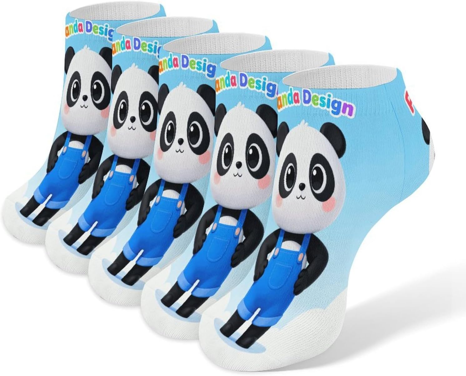 Panda Design Crew Sock for Men Women Funny Novelty Socks Athletic Ankle Socks Comfort Soft Low Cut Tab Sock 5 Pairs