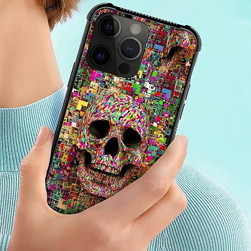 Miniatura 6 de CARLOCA Funda compatible con iPhone 15 Pro Max, fundas de calavera de ruido rosa para iPhone 15 Pro Max para hombres y niños, funda de diseño de