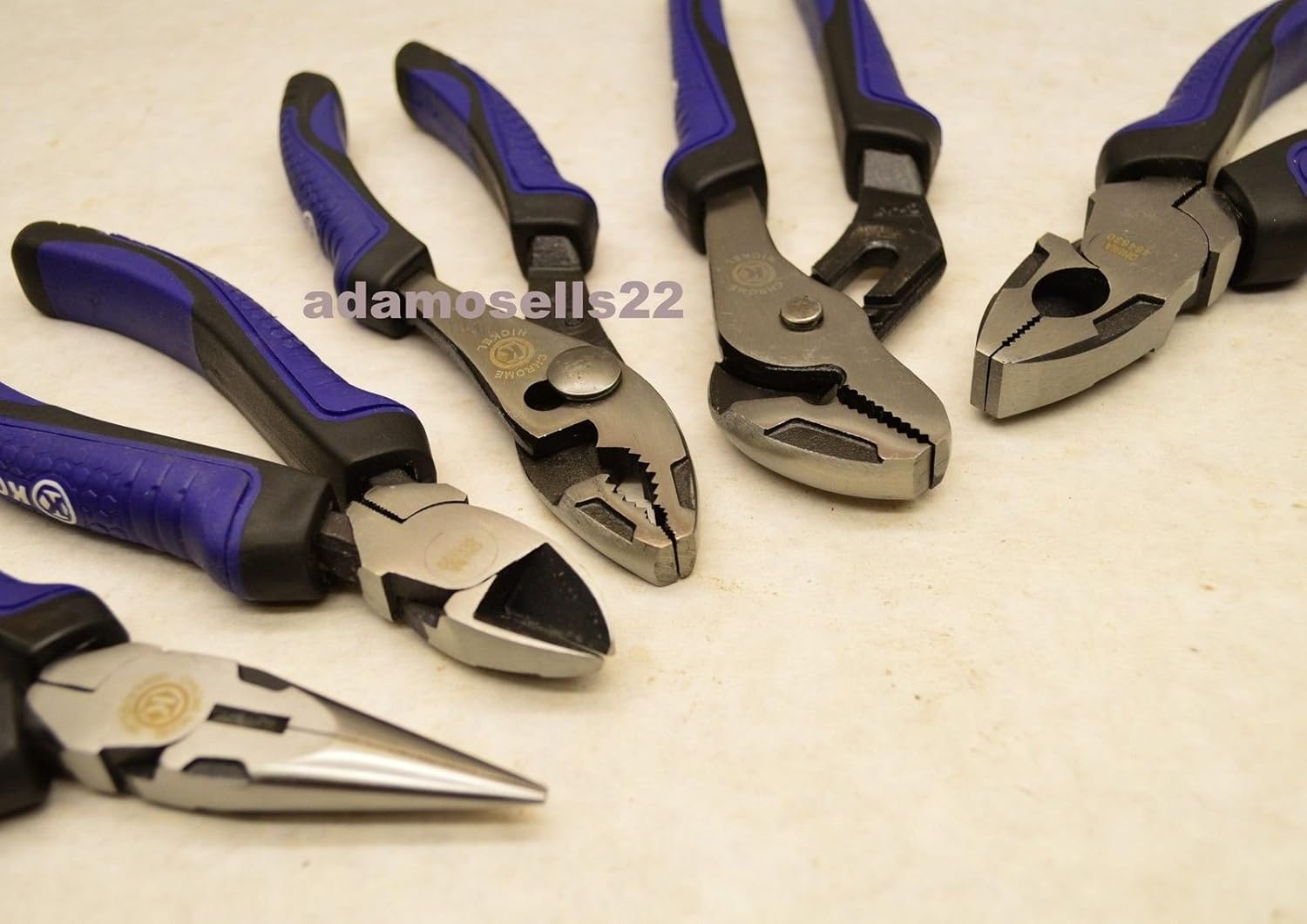 NEW KOBALT 5pc PLIER SET, LONG NOSE DIAGONAL SLIP JOINT GROOVE LINESMAN