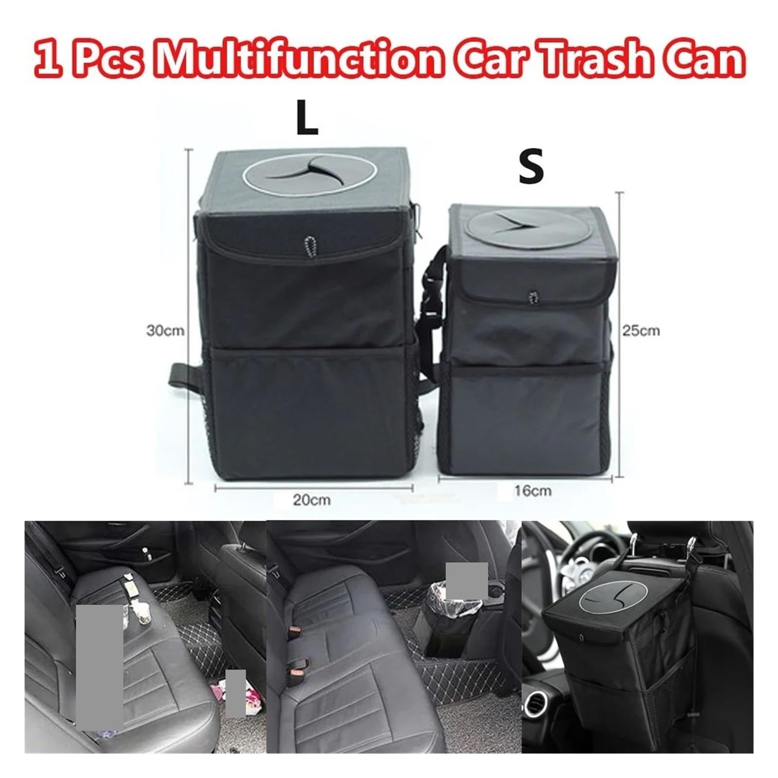 Auto Mülleimer 1 Stück Tragbarer Wasserdichter Auto-Mülleimer Auto-Organizer Müllzubehör Mini Autos Mülleimers(L)