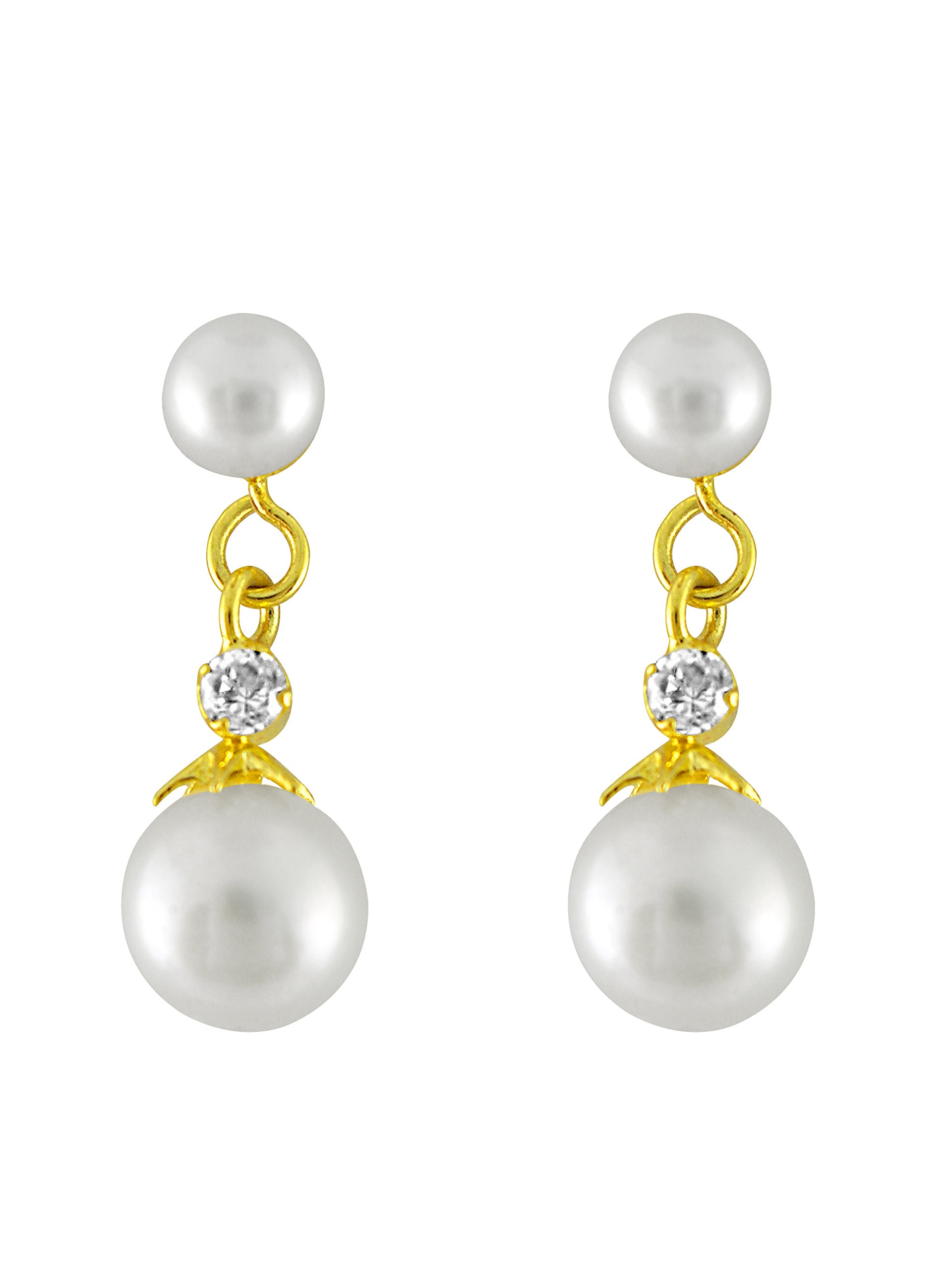 Sri Jagdamba Pearls Dealer Simplistic White Drop Pearl Earrings For Women | AA Freshwater Pearl Drop Earrings | Latest & Stylish Earrings Gift To Women (B0151DI606) Amazon Price History, Amazon Price Tracker