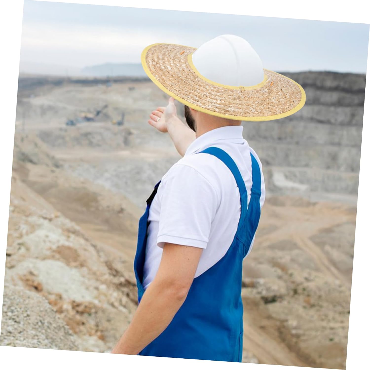 Hard Hat Sun Shade Full Brim Straw Visor Lightweight Sun Protection Hood for Construction Workers Outdoor Gardening and Cycling