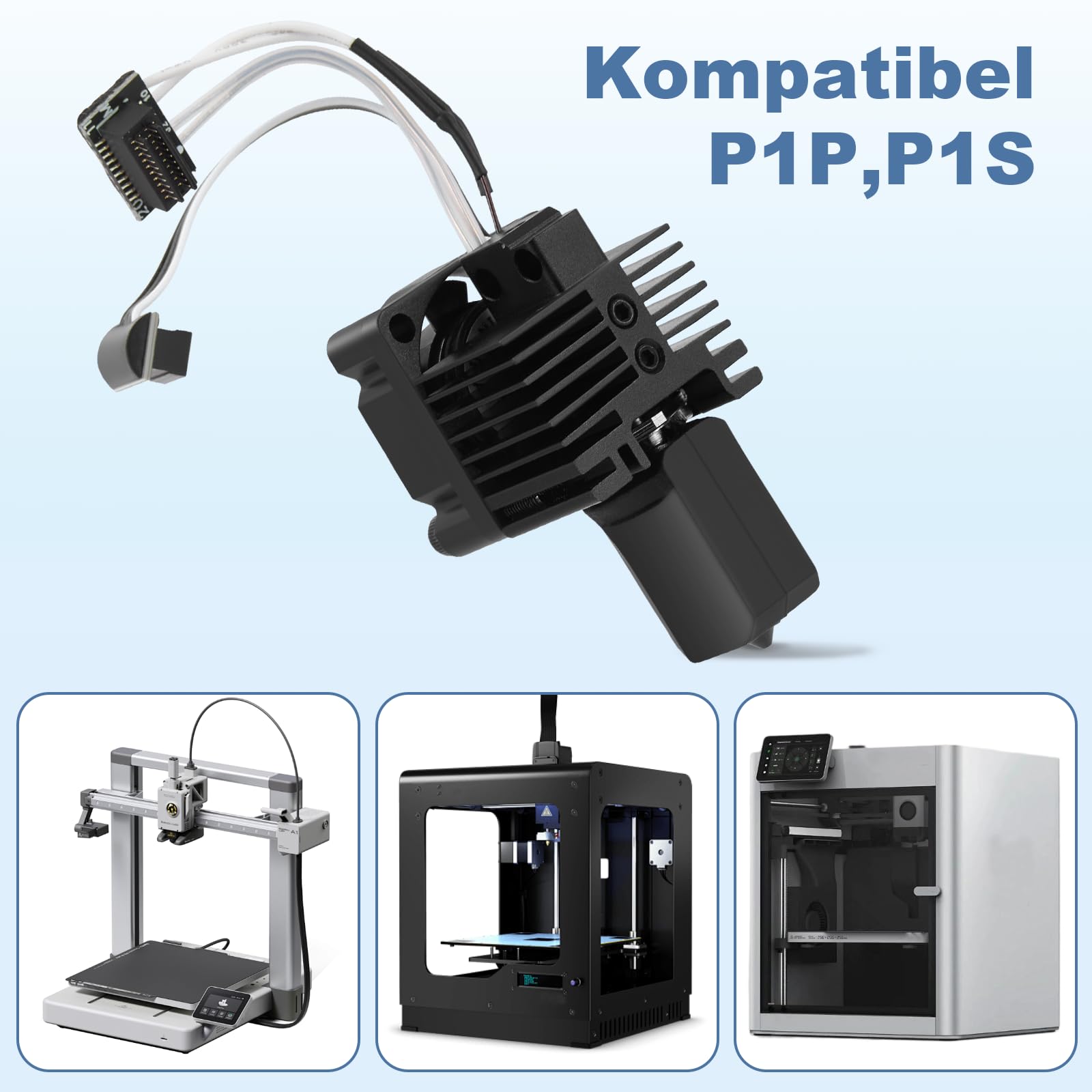 (Upgraded) Estremità calda in acciaio temperato (con ventola) per stampante 3D P1P/P1S con blocco riscaldante in rame placcato Titanium Heat Break, ugelli 0,2/0,4/0,6 mm, attacco in silicone Hotend